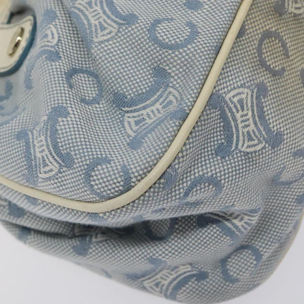 CELINE C Macadam Canvas Hand Bag Light Blue Gold Auth 121231 - Picture 14 of 16